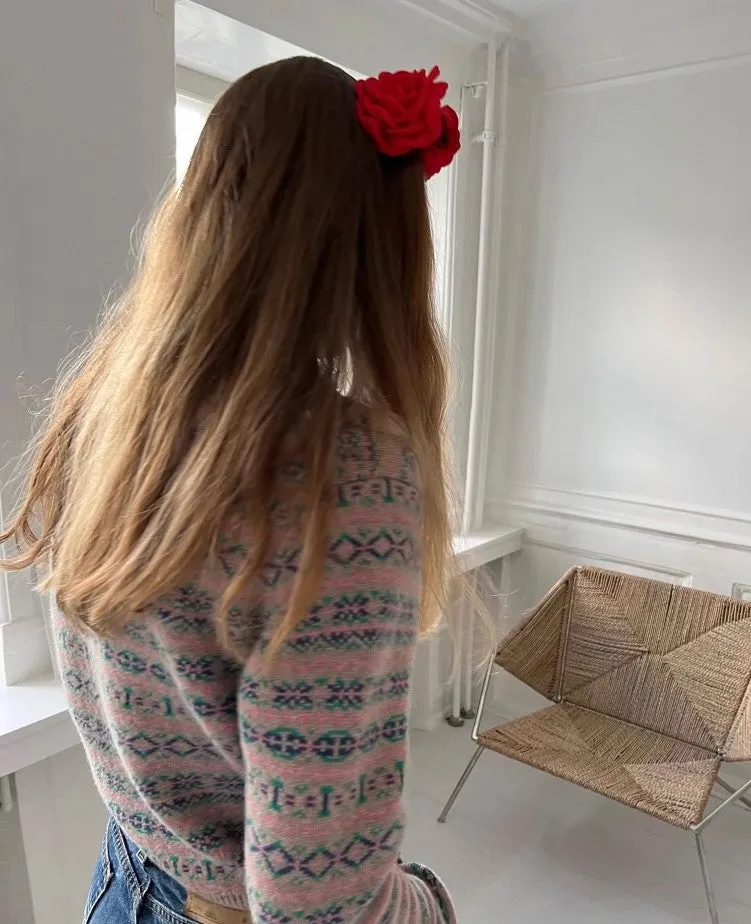 Ellie Floral Hair Clip in Red