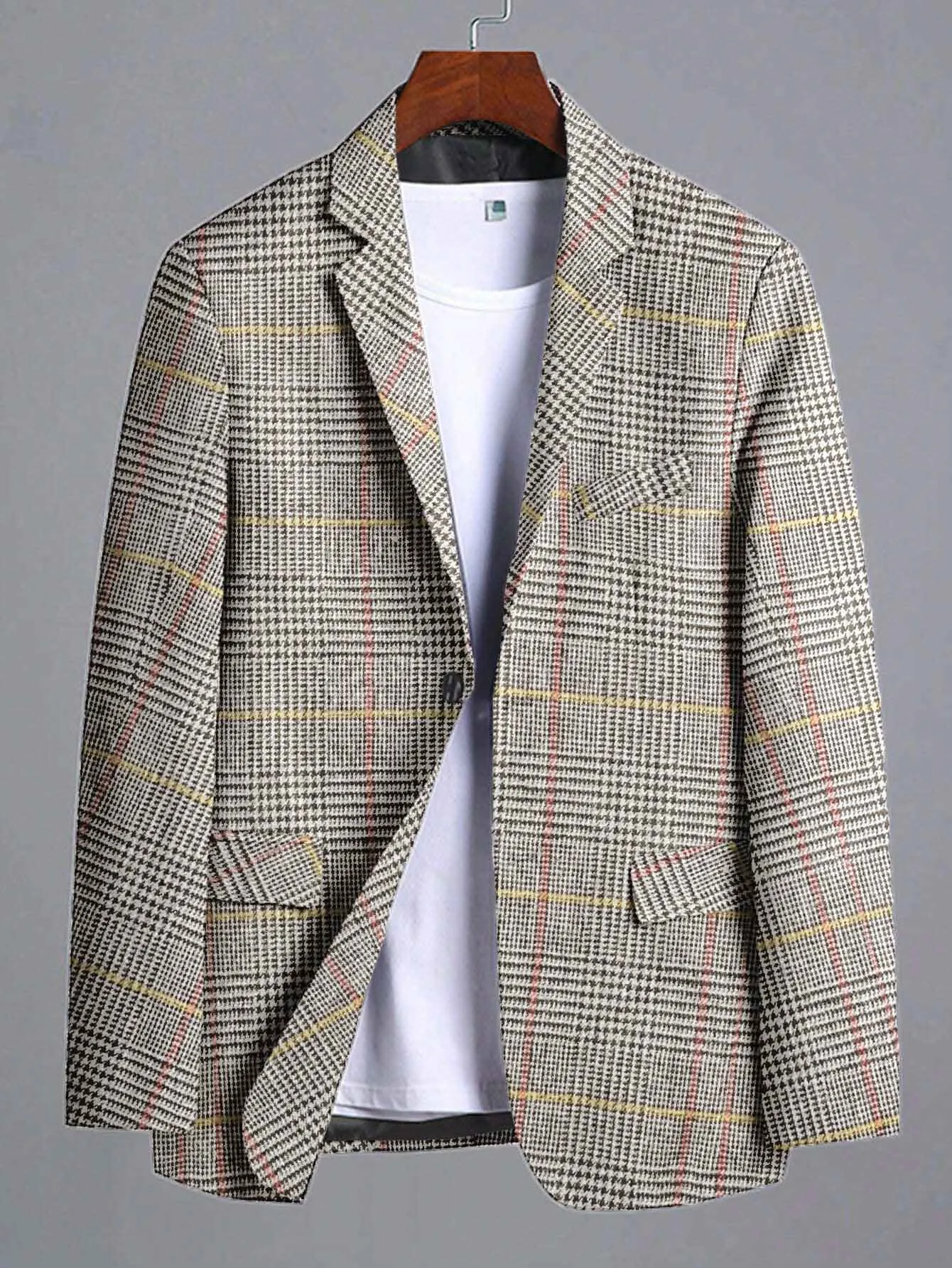 Fashion Men's Gingham Style Winter Blazer