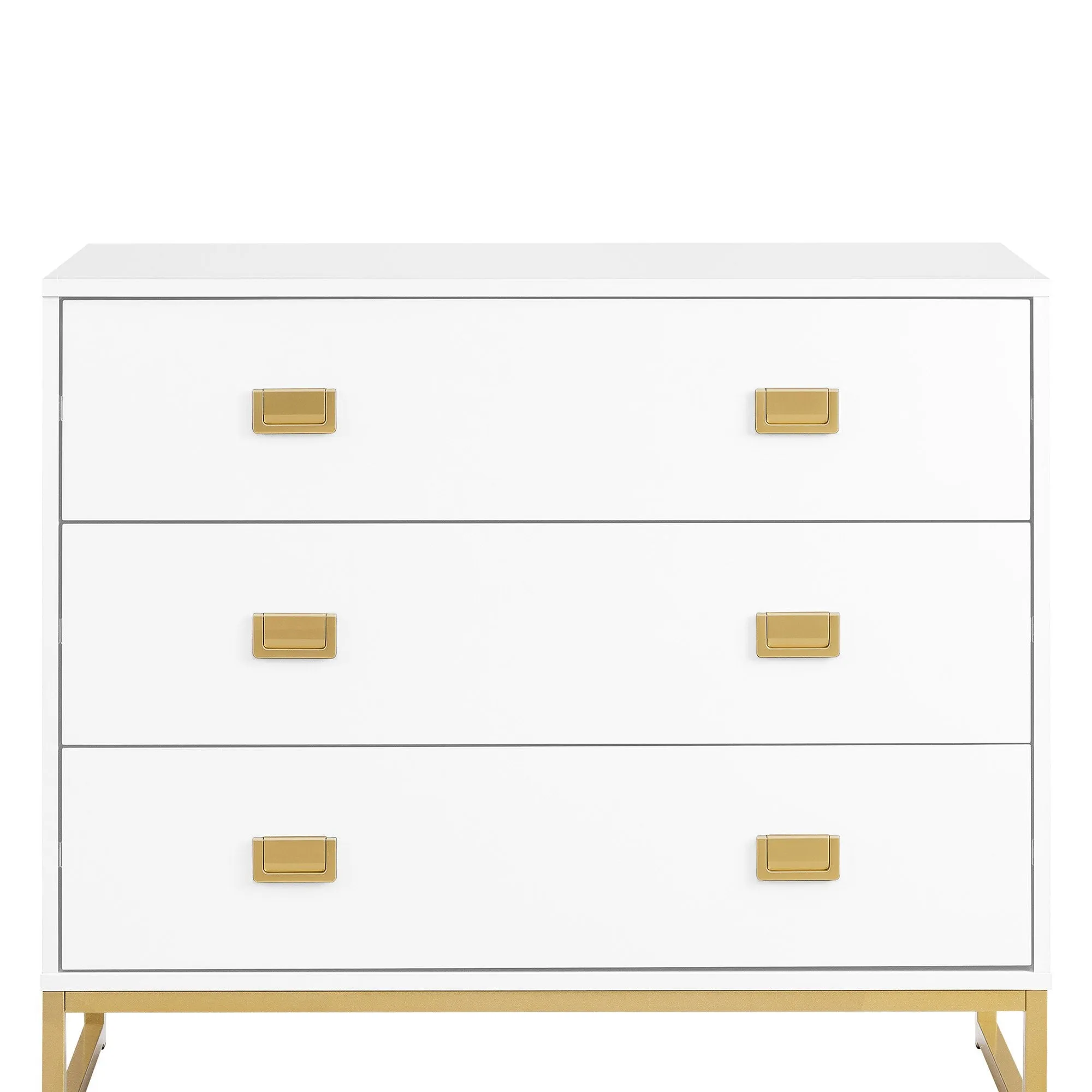 Gold Accents Tallboy Dresser, Spacious Drawers - Sarantino