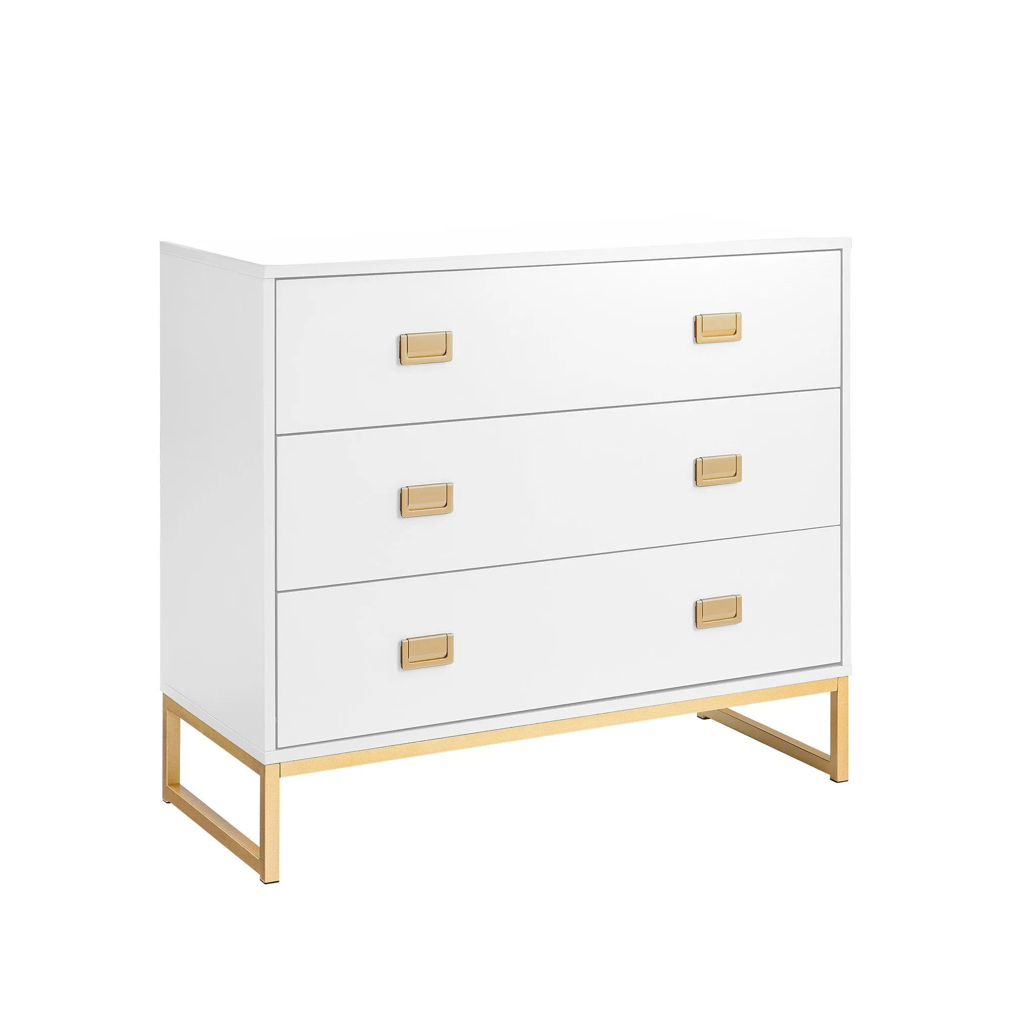 Gold Accents Tallboy Dresser, Spacious Drawers - Sarantino