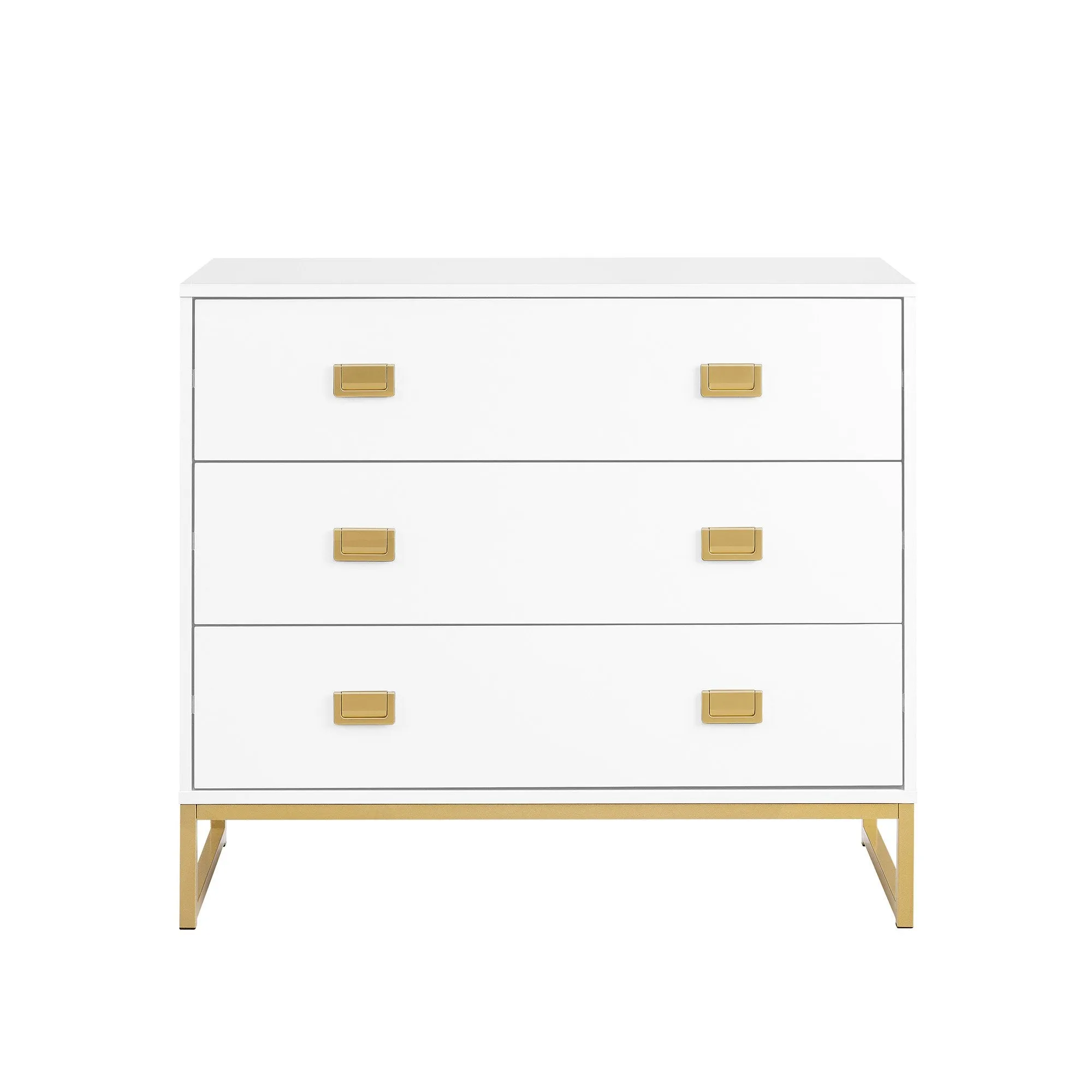 Gold Accents Tallboy Dresser, Spacious Drawers - Sarantino