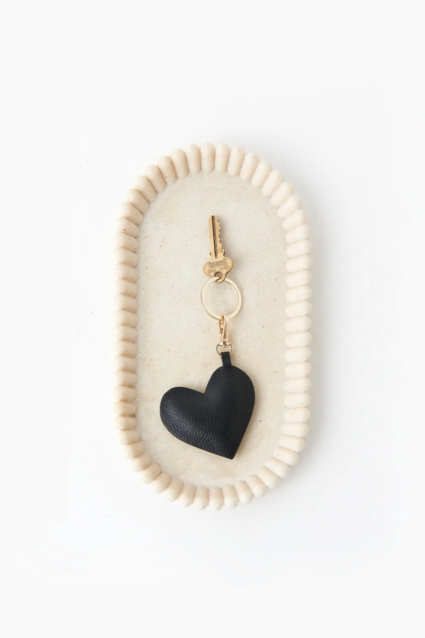 Heart Keyring Soft Leather Black