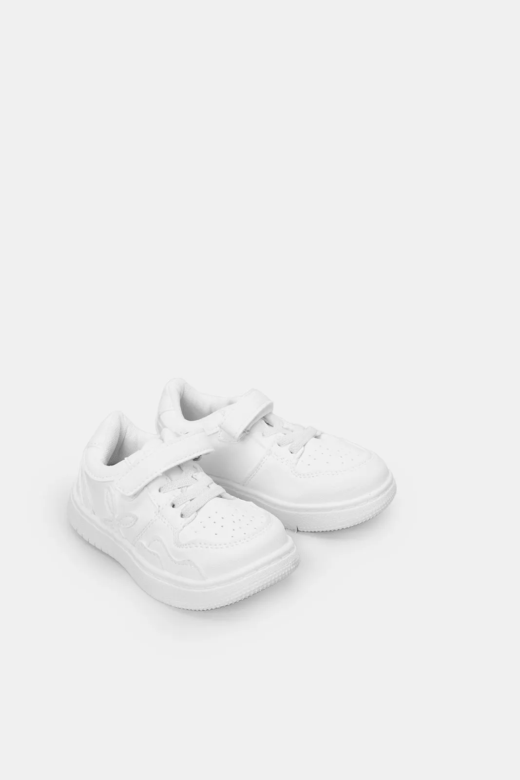 Infant Boys White Velcro Strap Sneakers