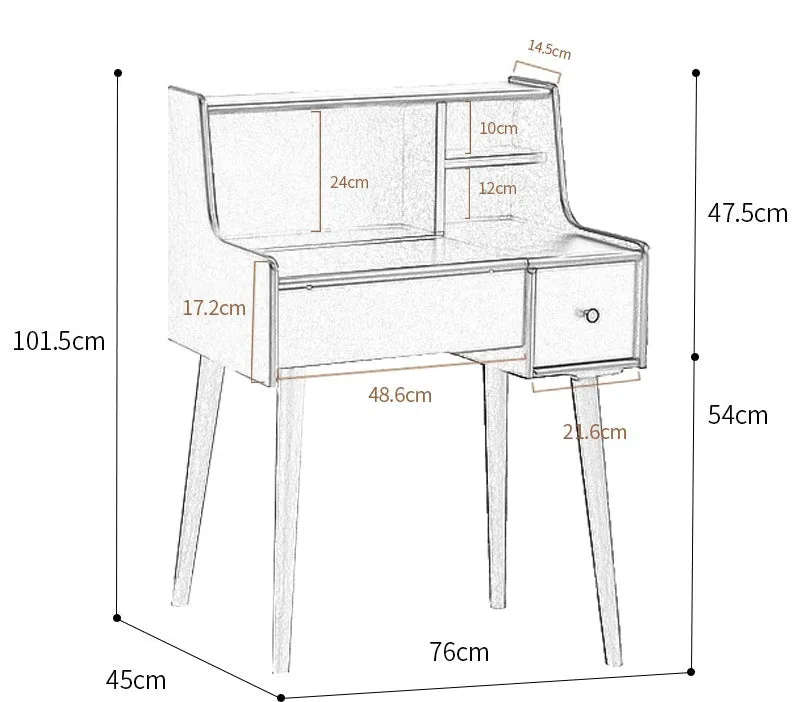 ISABEL TOKYO Dresser Vanity Table Mirror Japanese Scandinavian ( Walnut, Black White, Gray Colour)