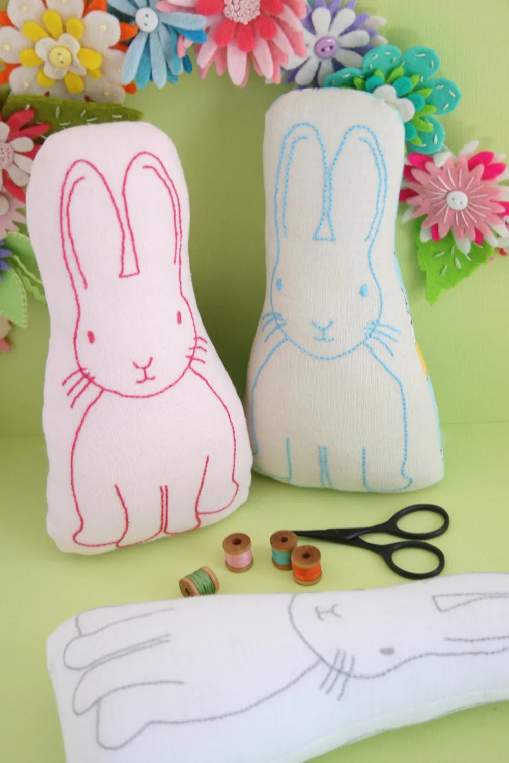 Jingle Bunny: embroidered bunny sewing pattern