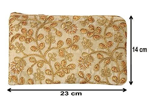 Kuber Industries Embroidery Women Hand Purse Wallet For Party, Wedding, Dating- Pack of 2 (Cream)