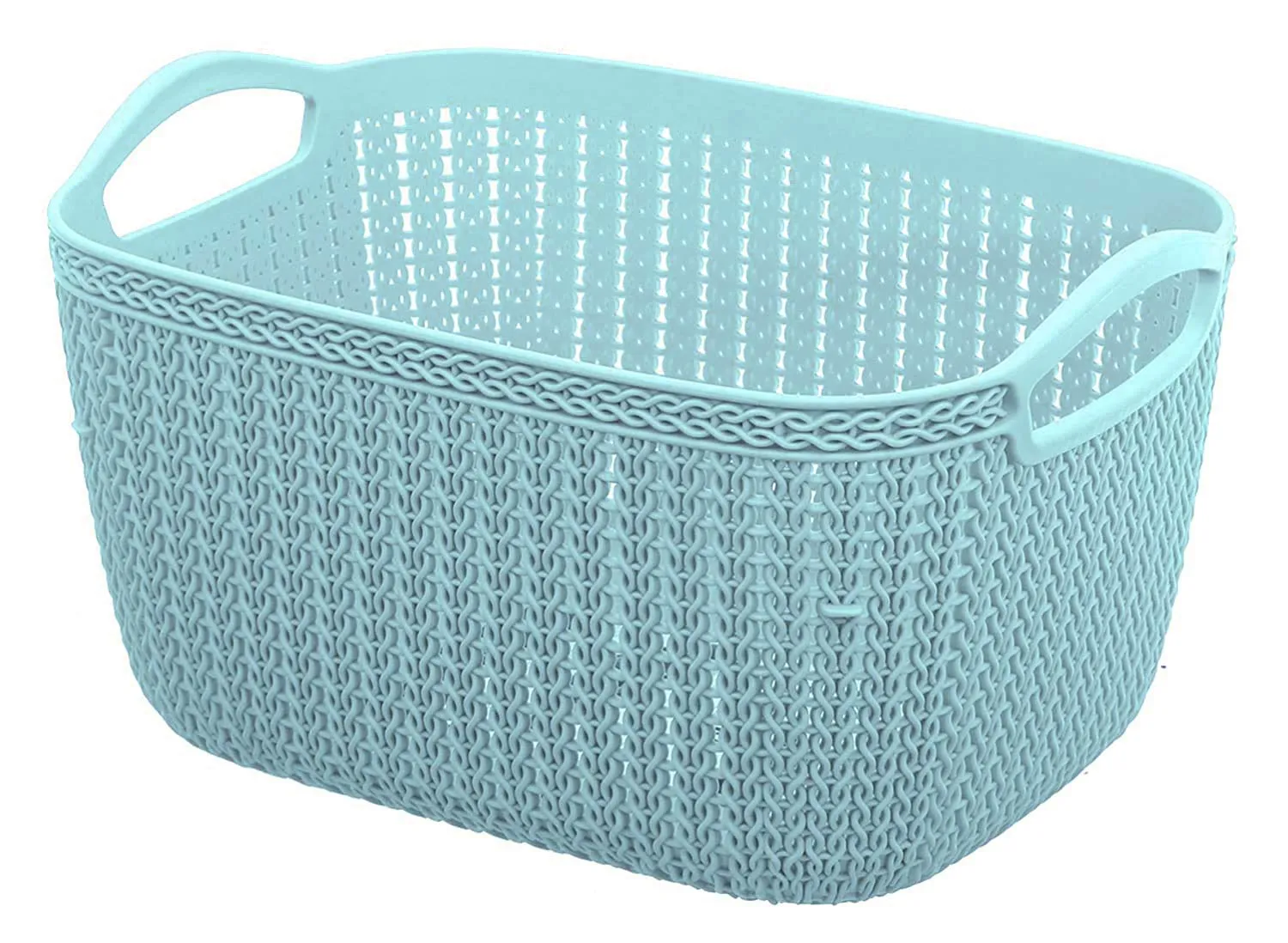 Kuber Industries Q-5 Unbreakable Plastic 4 Pieces Multipurpose Medium Size Flexible Storage Baskets/Fruit Vegetable Bathroom Stationary Home Basket with Handles (Light Blue)