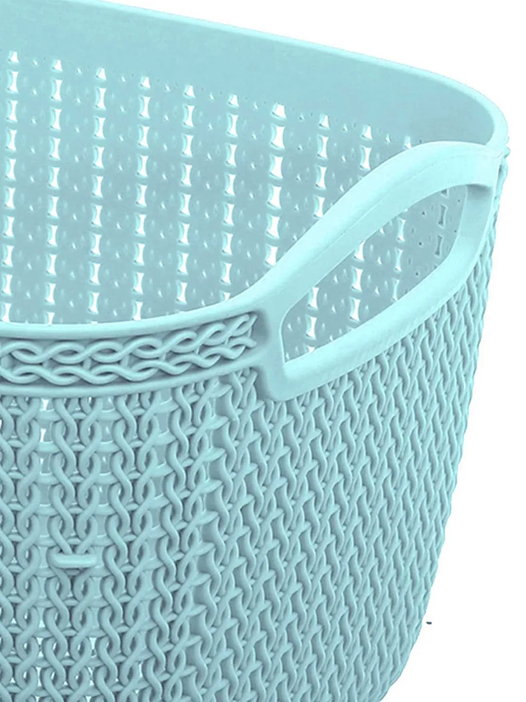 Kuber Industries Q-5 Unbreakable Plastic 4 Pieces Multipurpose Medium Size Flexible Storage Baskets/Fruit Vegetable Bathroom Stationary Home Basket with Handles (Light Blue)