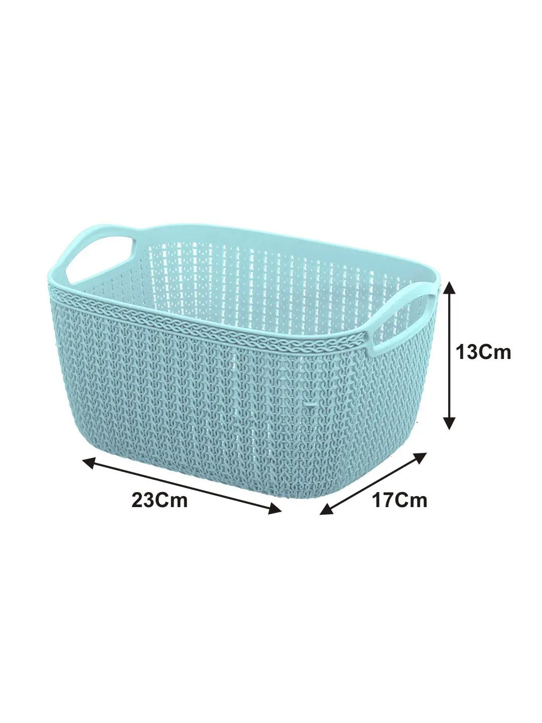 Kuber Industries Q-5 Unbreakable Plastic 4 Pieces Multipurpose Medium Size Flexible Storage Baskets/Fruit Vegetable Bathroom Stationary Home Basket with Handles (Light Blue)