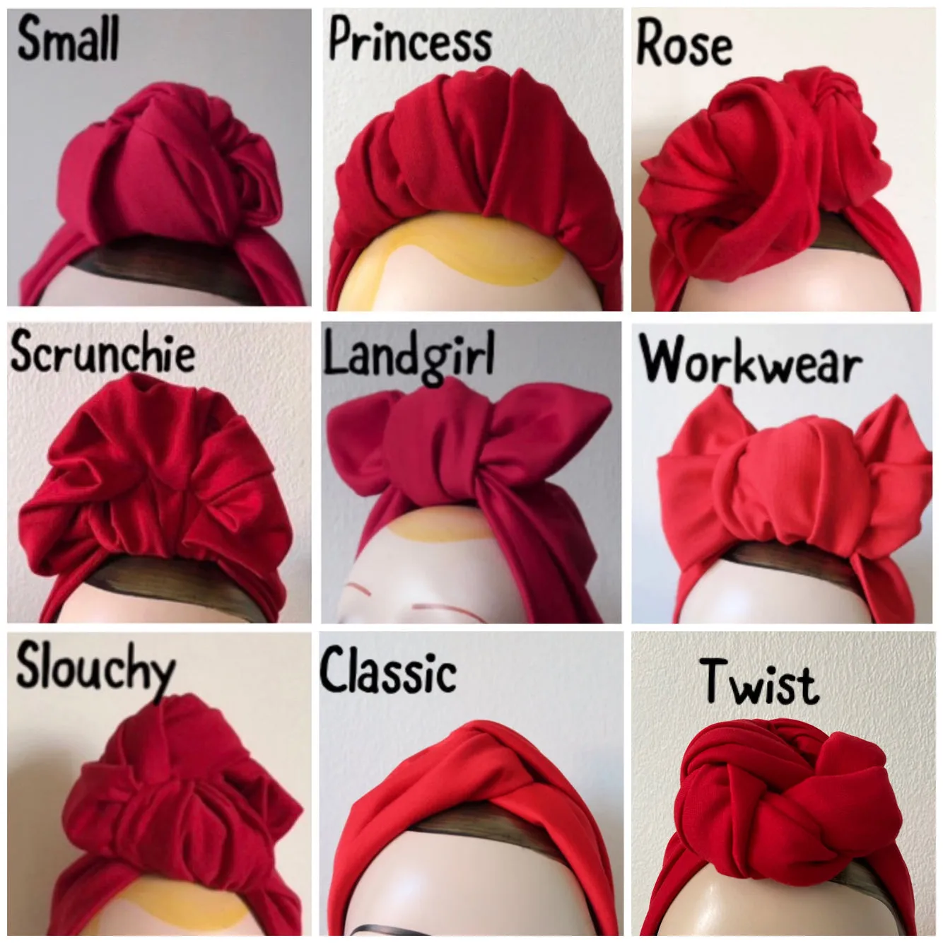 Made To Order: RED KNOT CHOICE 1940s Pre-tied Stretchy Red Turban