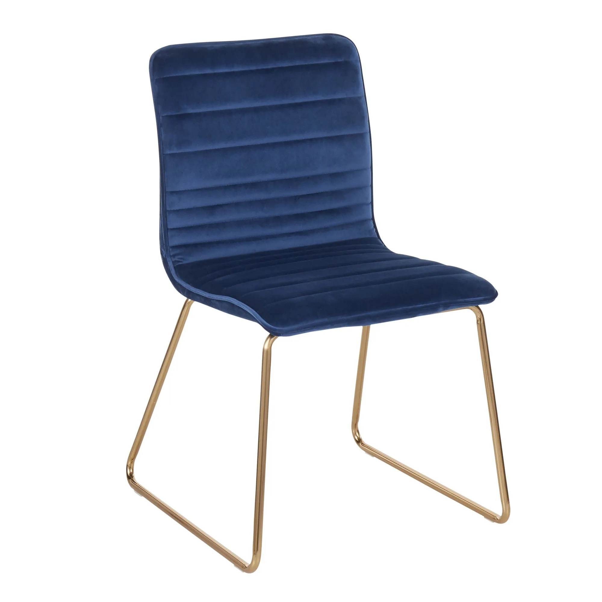 Mara Contemporary/Glam Chair in Gold Metal and Blue Velvet by LumiSource