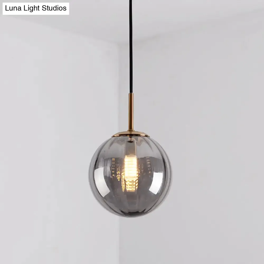 Mid-Century Brass Glass Pendant Light Kit - Restaurant Drop Design