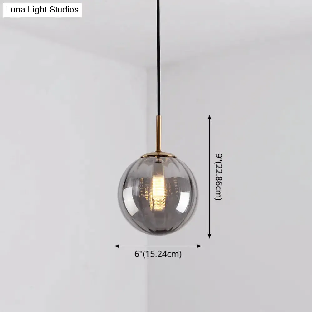 Mid-Century Brass Glass Pendant Light Kit - Restaurant Drop Design