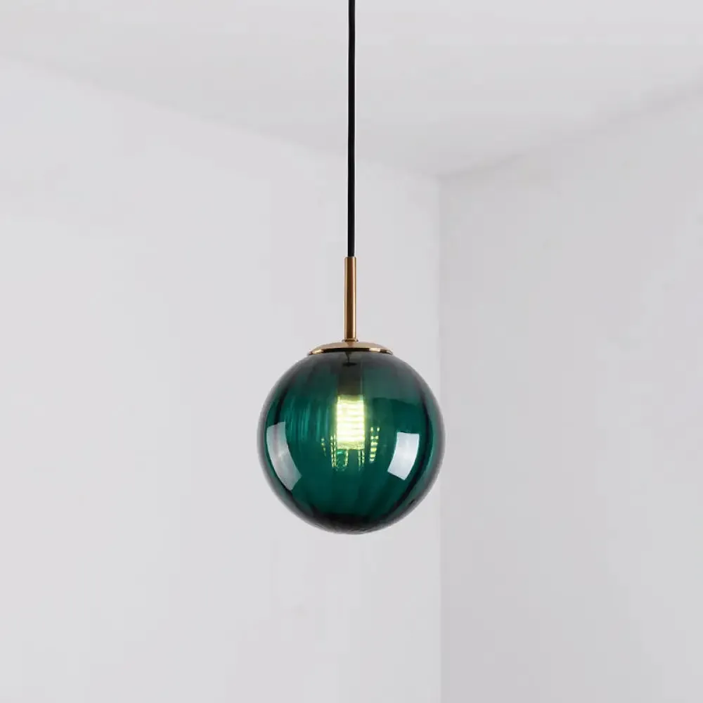 Mid-Century Brass Glass Pendant Light Kit - Restaurant Drop Design