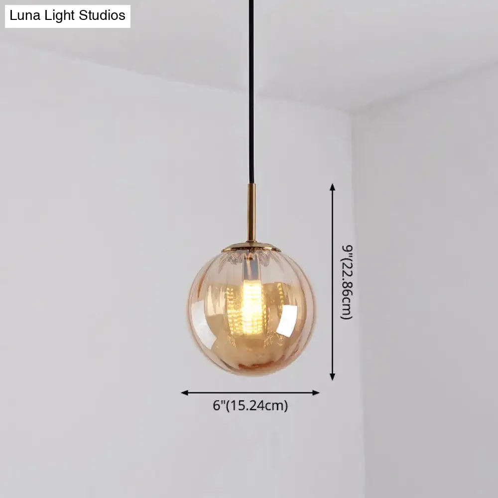 Mid-Century Brass Glass Pendant Light Kit - Restaurant Drop Design