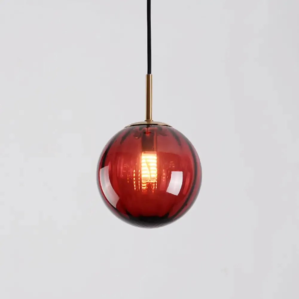 Mid-Century Brass Glass Pendant Light Kit - Restaurant Drop Design