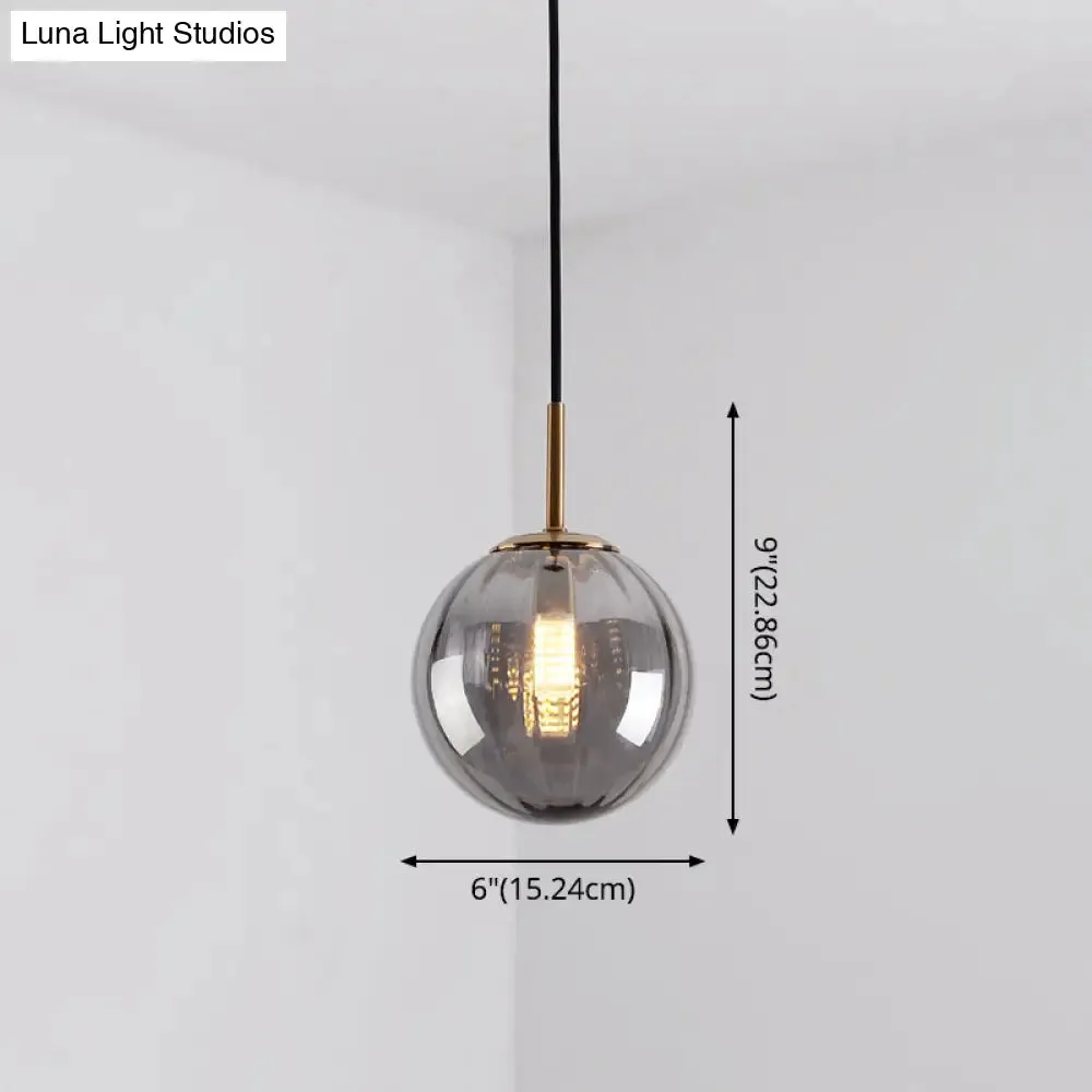 Mid-Century Brass Glass Pendant Light Kit - Restaurant Drop Design