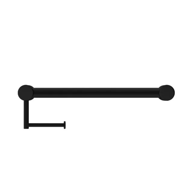 Nero Mecca Care 32mm Grab Rail With Toilet Roll Holder 450mm Matte Black