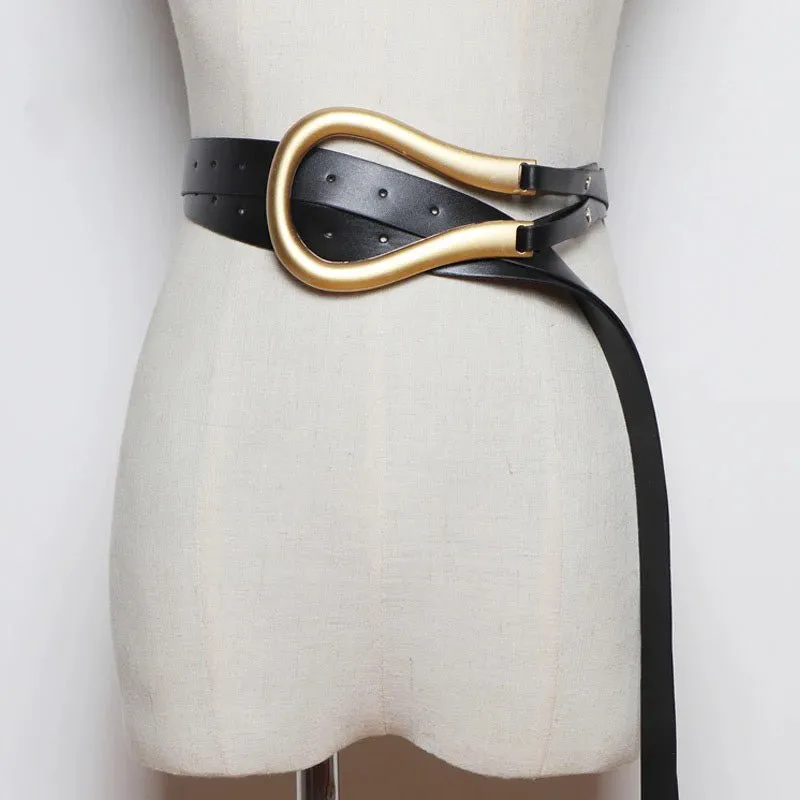 Personality Glamour Leather Tie Belt