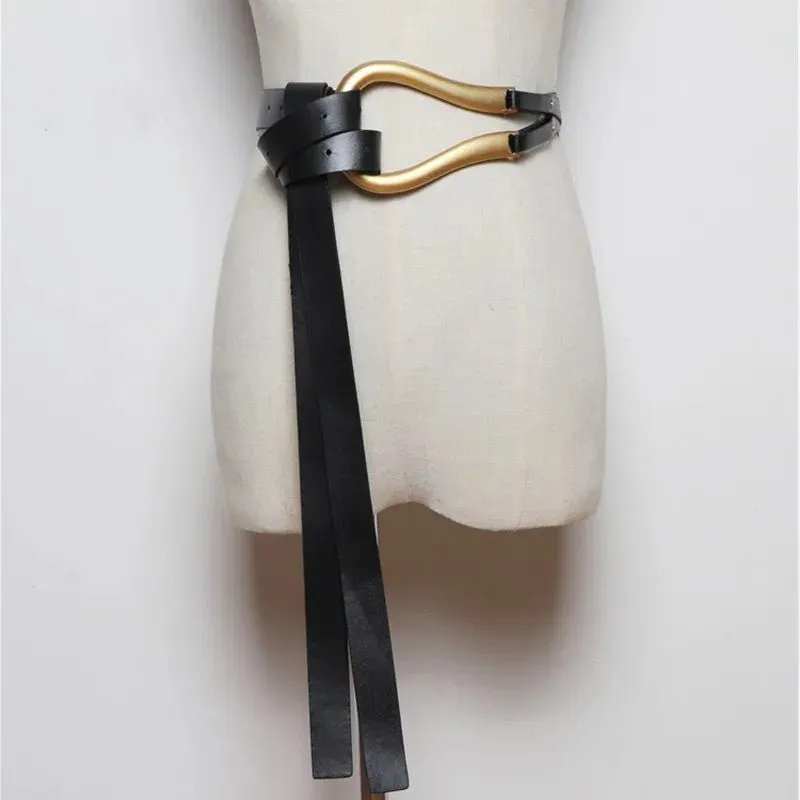 Personality Glamour Leather Tie Belt