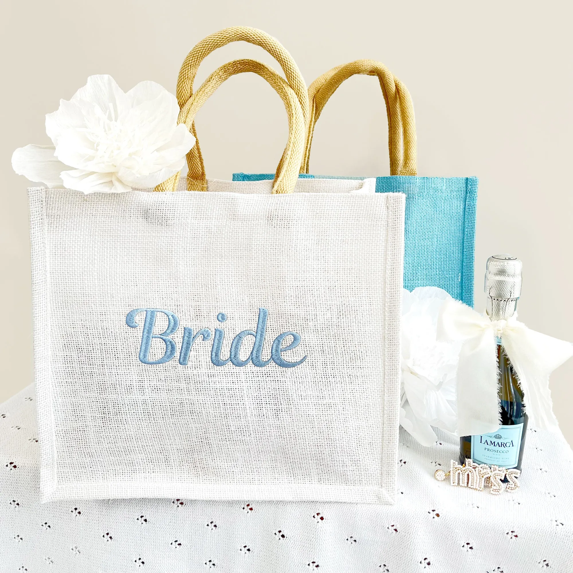 Personalized Bridesmaid Gift Jute Tote Bag