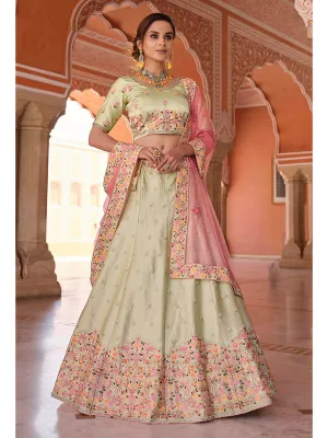 Pista Green Embroidered Designer Lehenga Choli