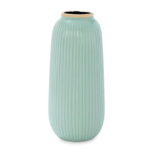 Pure Home   Living Light Blue Ribbed Ceramic Vase - Large