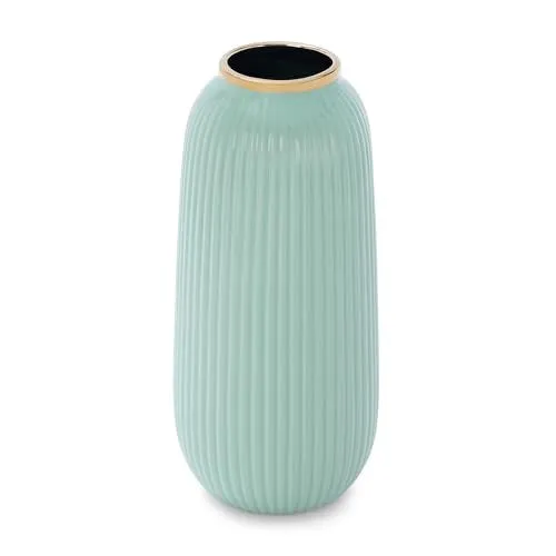 Pure Home   Living Light Blue Ribbed Ceramic Vase - Large