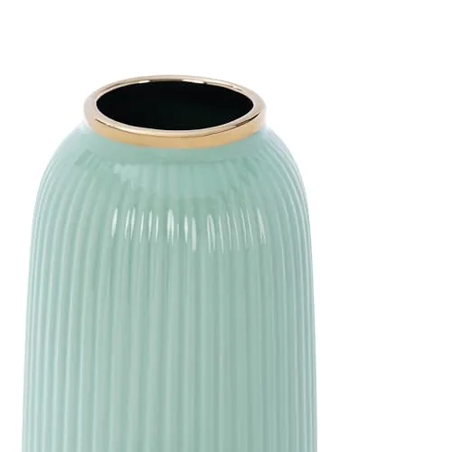 Pure Home   Living Light Blue Ribbed Ceramic Vase - Large