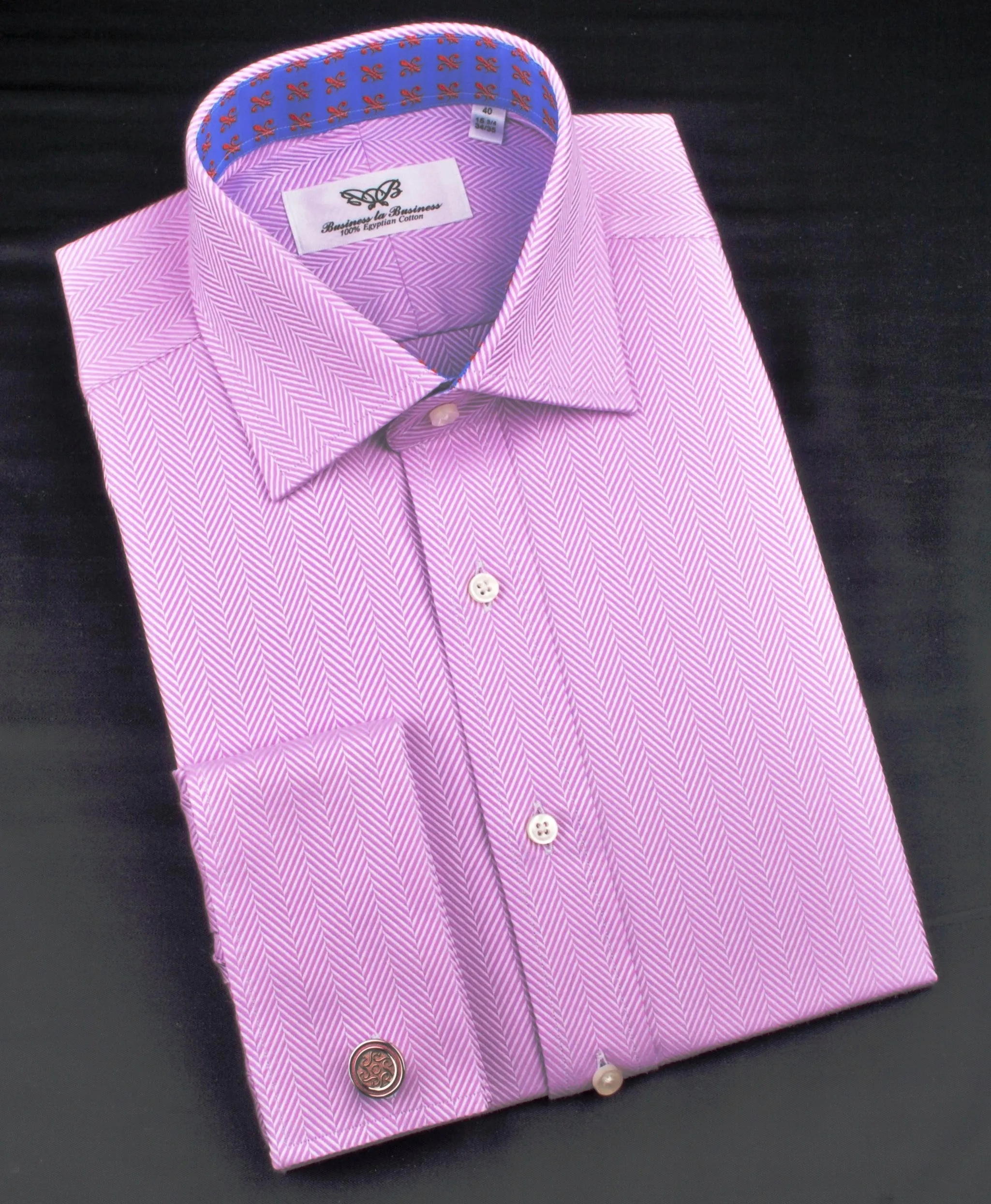 Purple Violet Herringbone Formal Business Dress Shirt Stylish Luxury Fashion Work Apparel