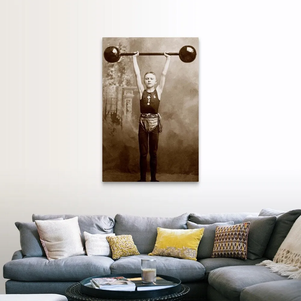 "Boy lifting weights" Canvas Wall Art