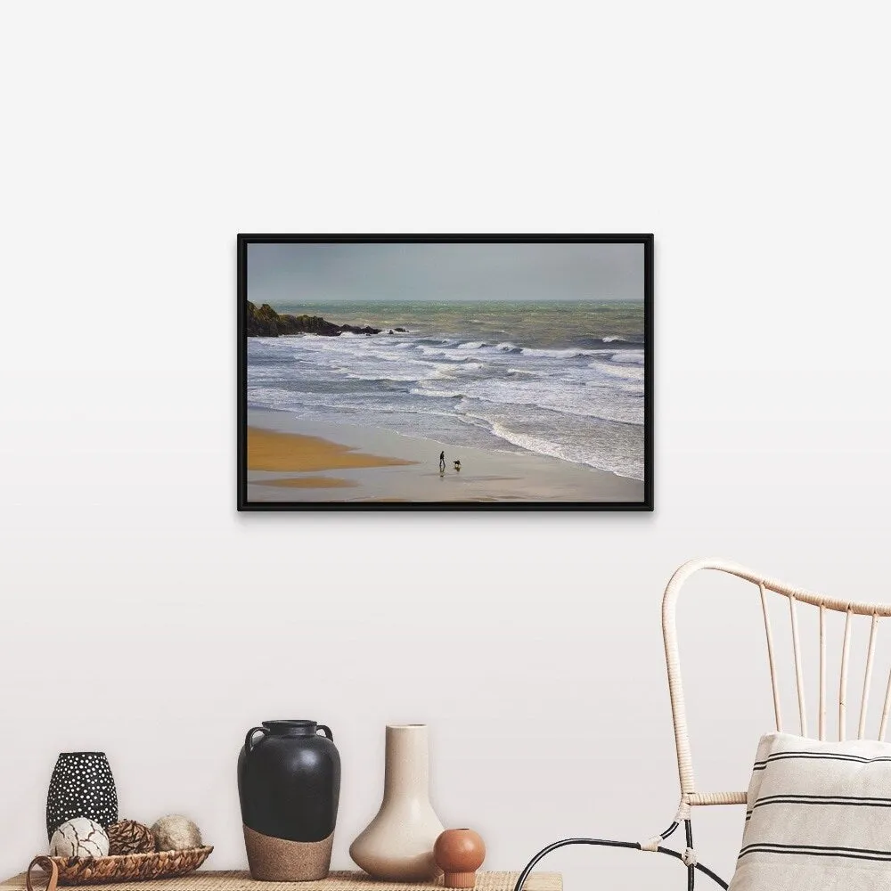 "Bunmahon Strand, The Copper Coast, County Waterford, Ireland" Black Float Frame Canvas Art