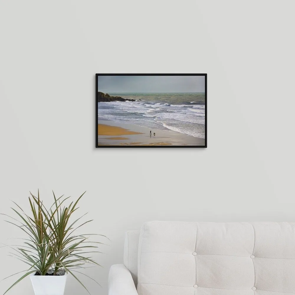 "Bunmahon Strand, The Copper Coast, County Waterford, Ireland" Black Float Frame Canvas Art