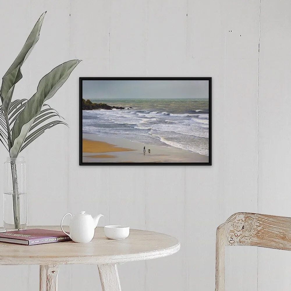 "Bunmahon Strand, The Copper Coast, County Waterford, Ireland" Black Float Frame Canvas Art