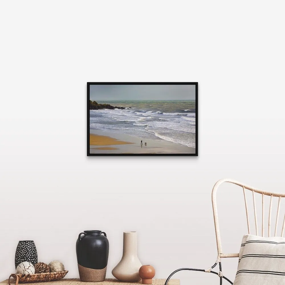 "Bunmahon Strand, The Copper Coast, County Waterford, Ireland" Black Float Frame Canvas Art