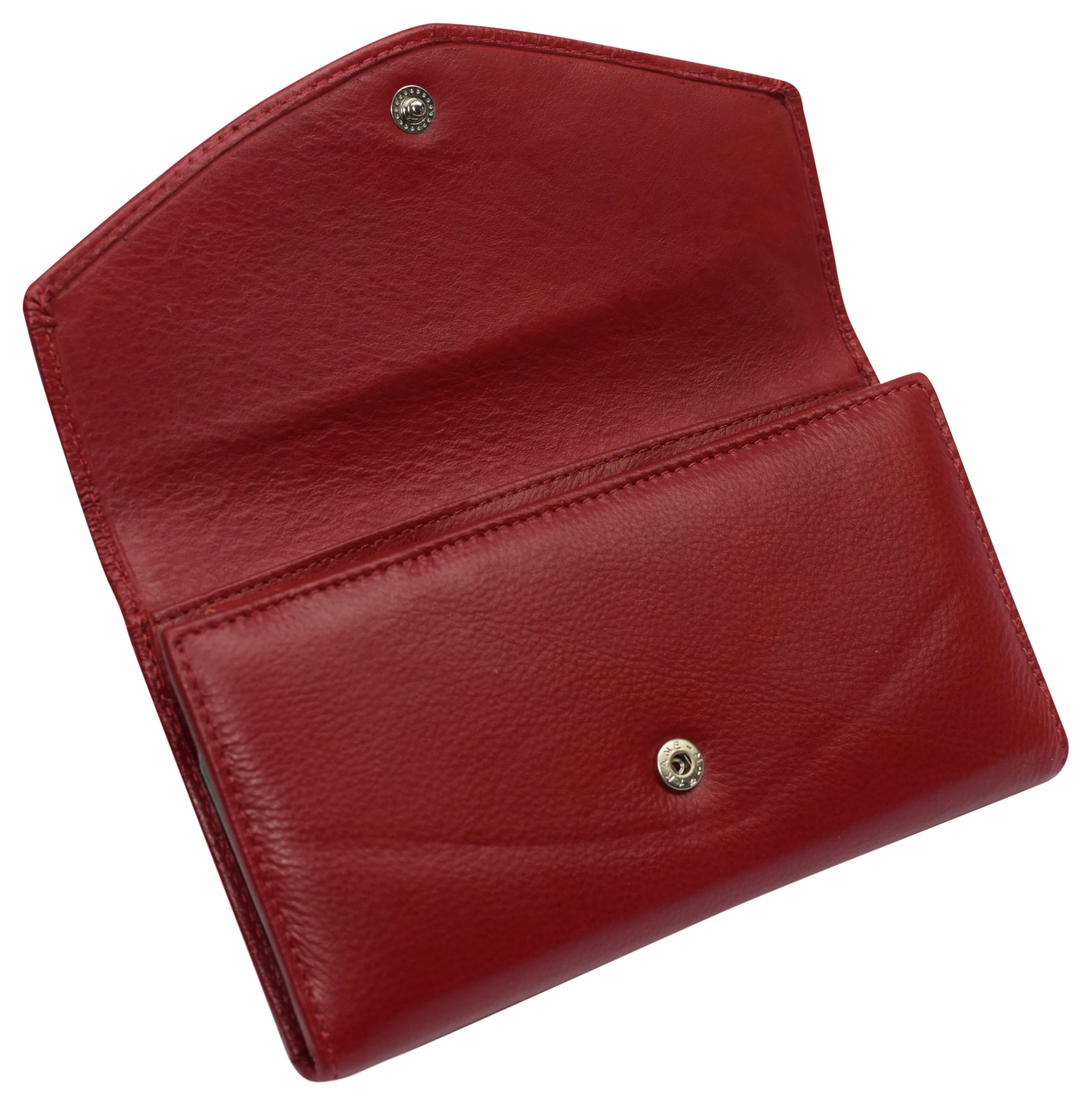 RFID Genuine Leather Women's Slim Flap Wallet Clutch Organizer