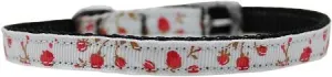 Roses Nylon Dog Collar with classic buckle 3-8" Red Size 10