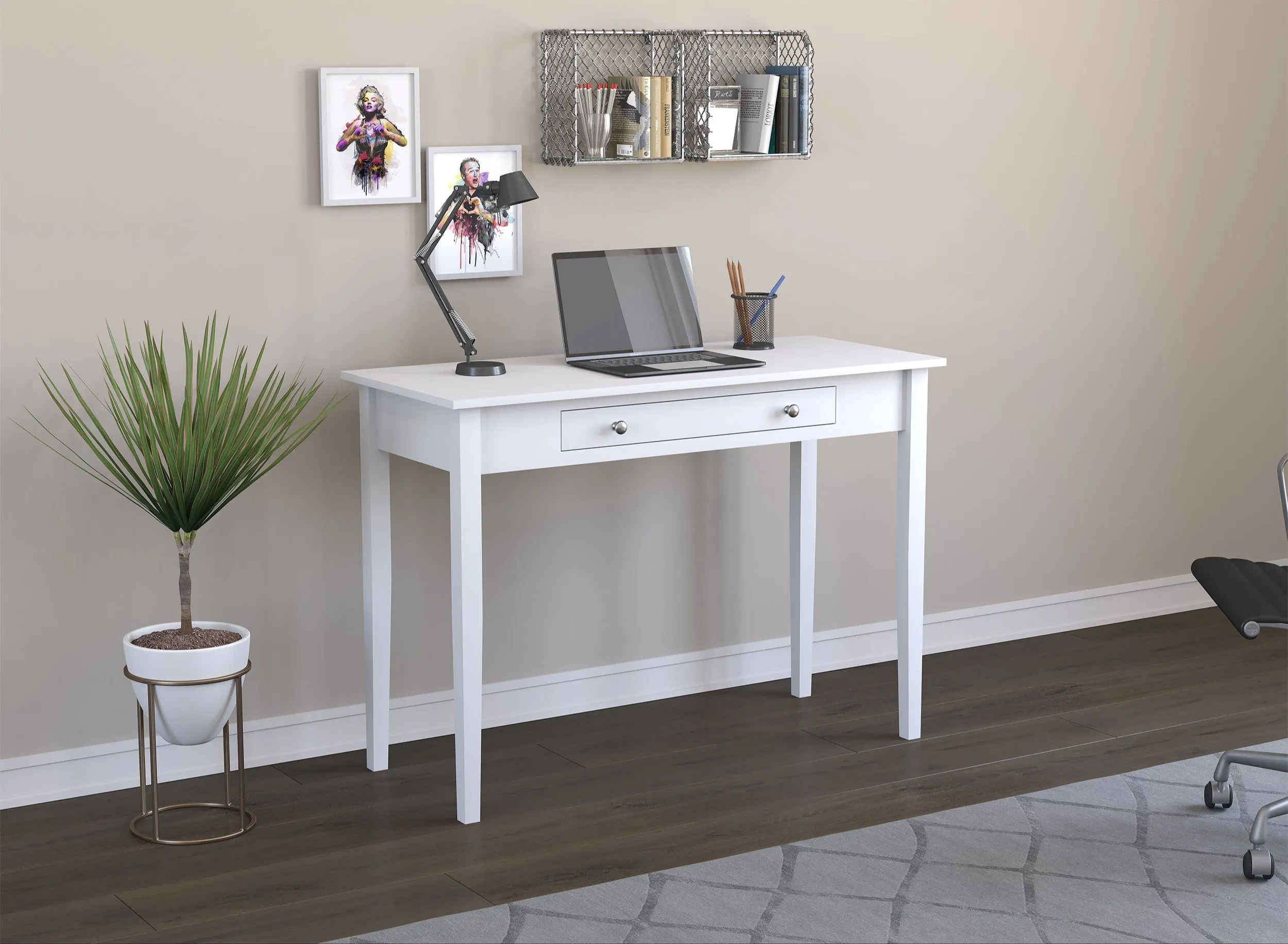 Safdie & Co. Computer Desk 47.15L White 1 Drawer