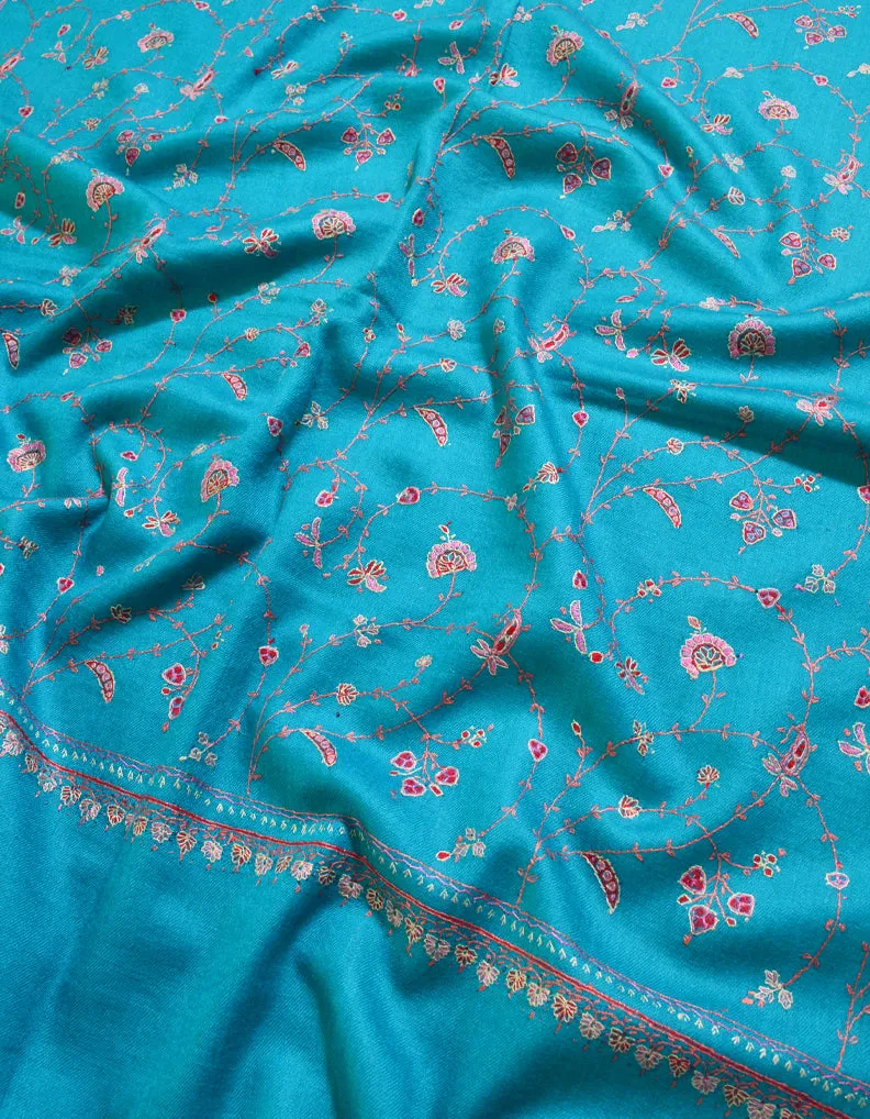 Sky Blue Pashmina Stole In Sozni 5906