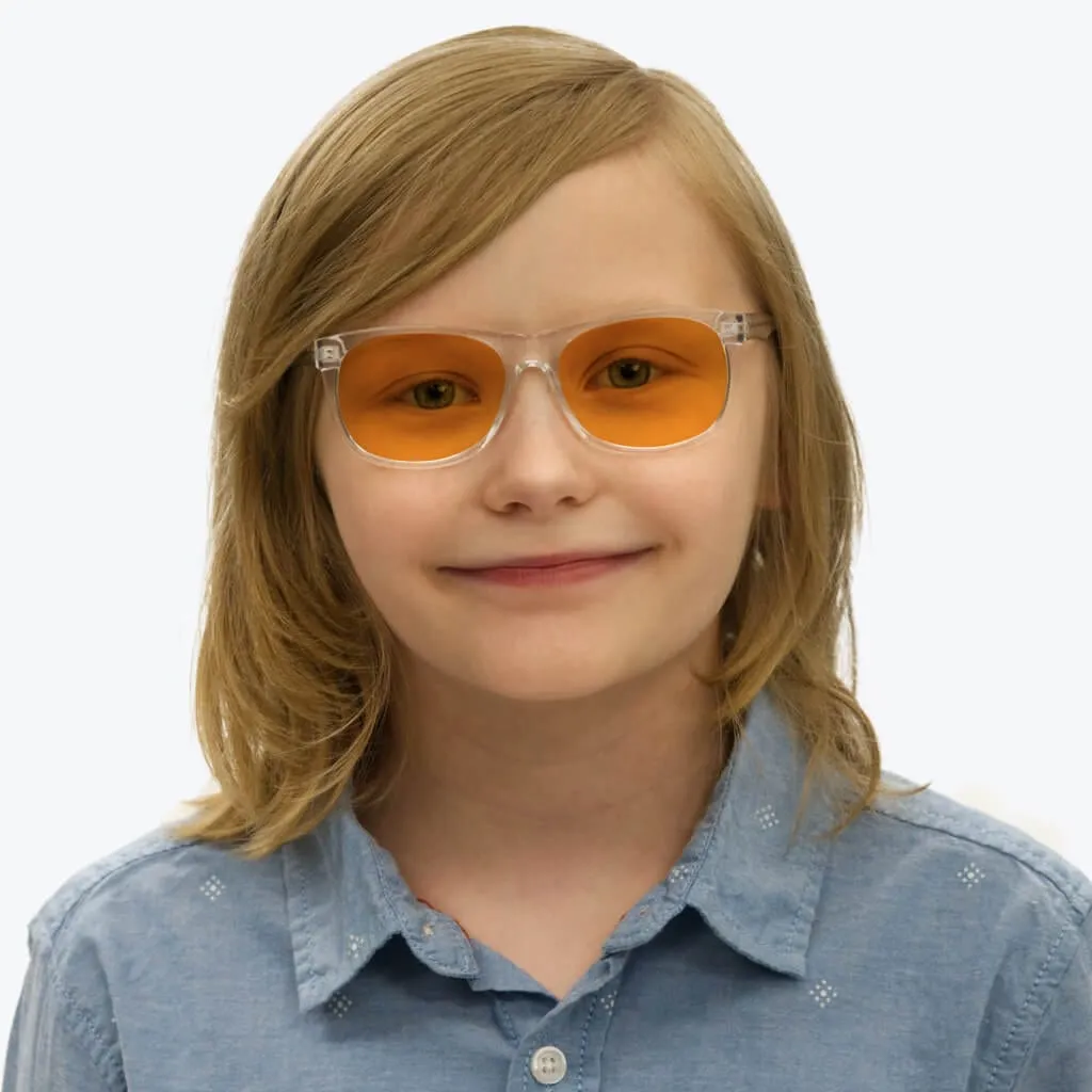 SunDown Kids Wayfarer Blue Blocking Glasses - Crystal - Readers