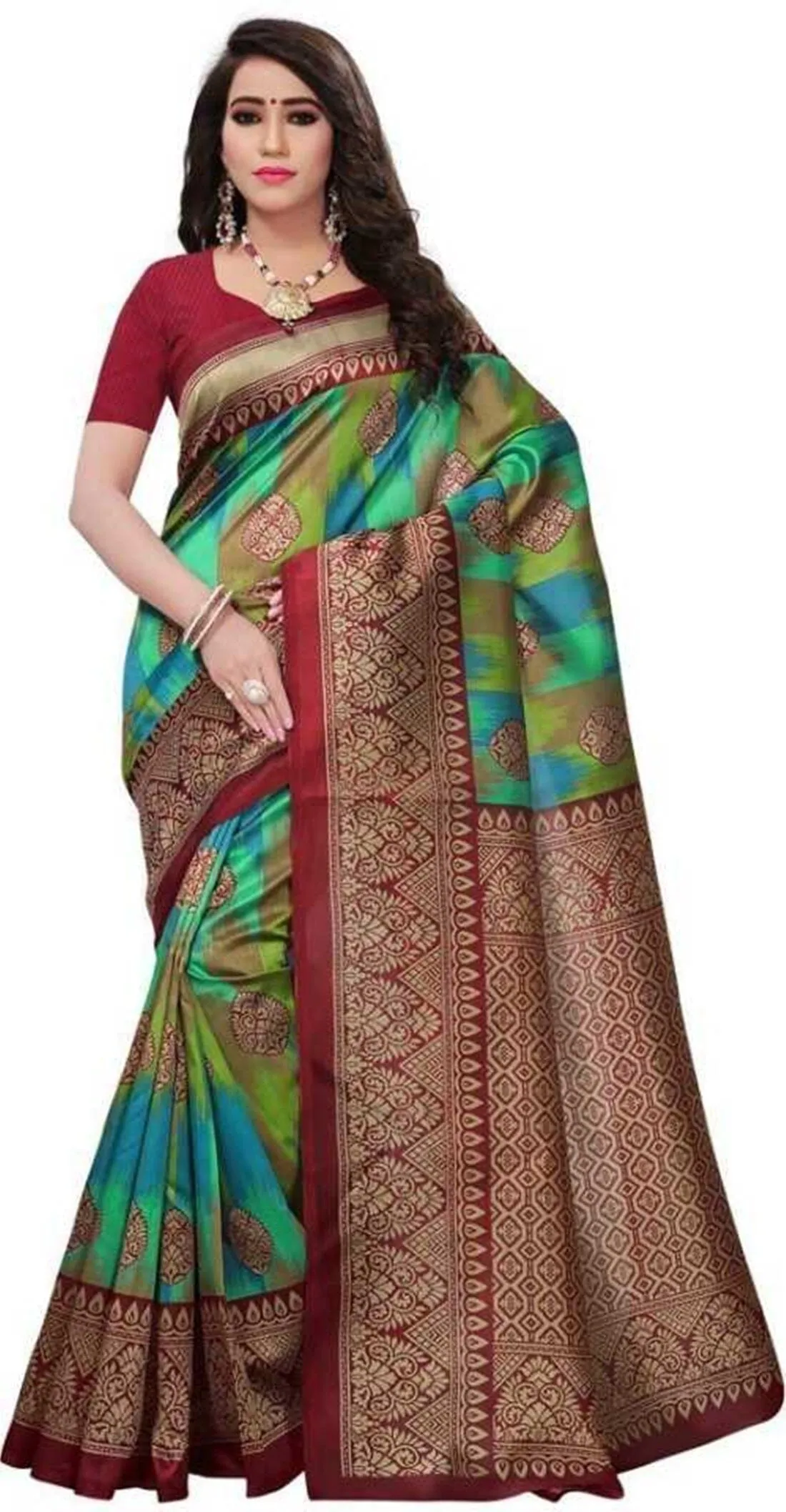 SVB Saree Mysore Silk Kalamkari Printed  Saree