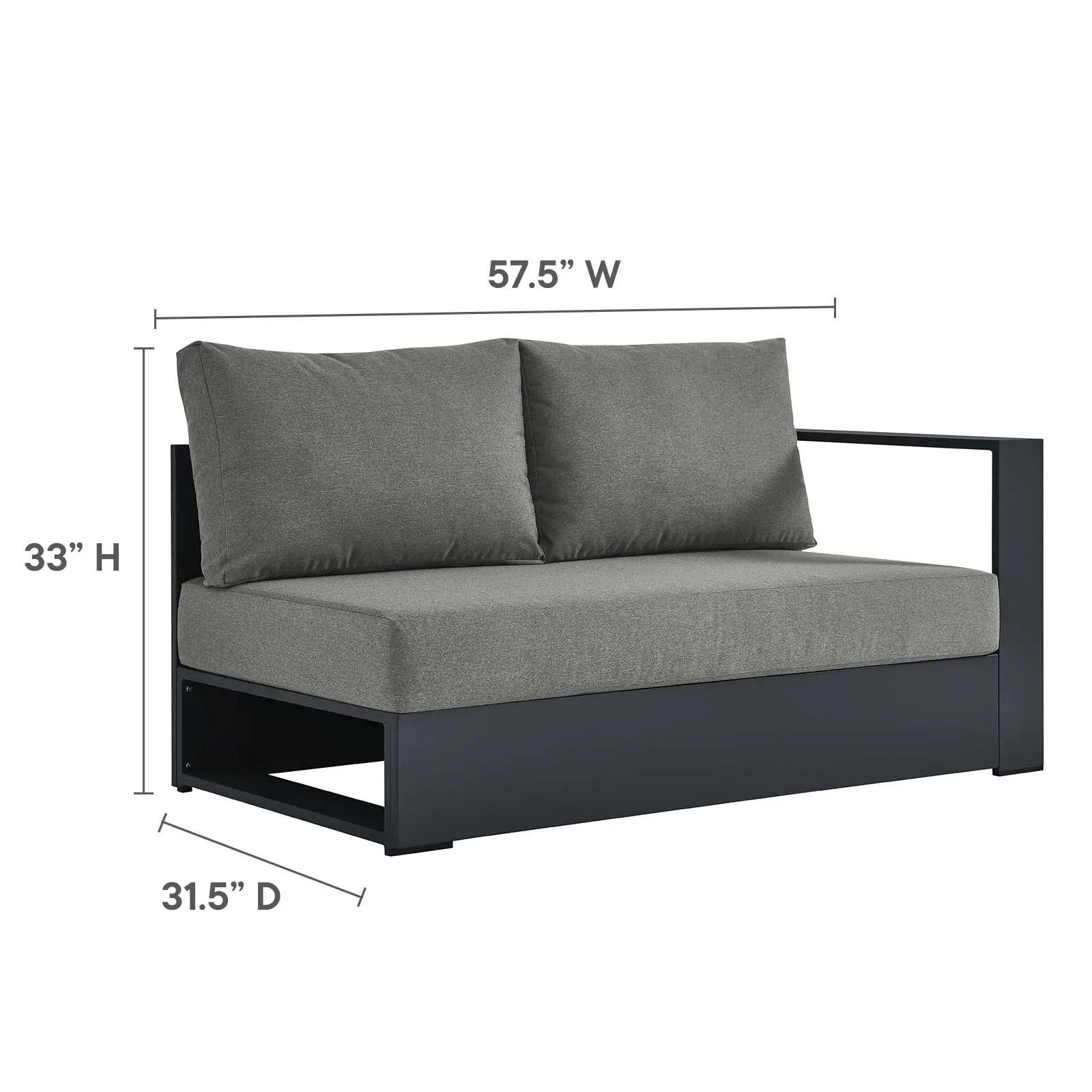 Tahoe Outdoor Patio Powder-Coated Aluminum 5-Piece Sectional Sofa Set