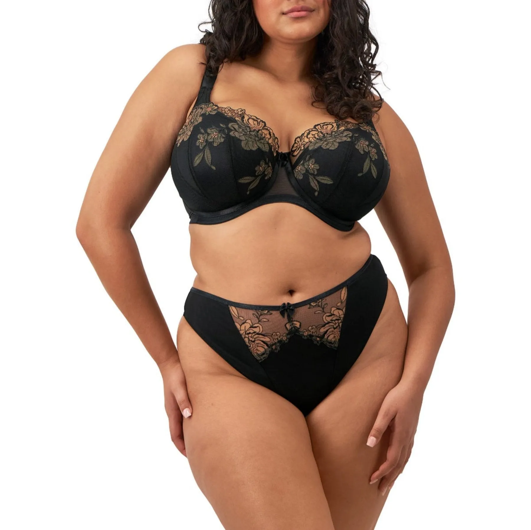 Teagan Padded Half Cup Bra EL302615 - Black/Almond