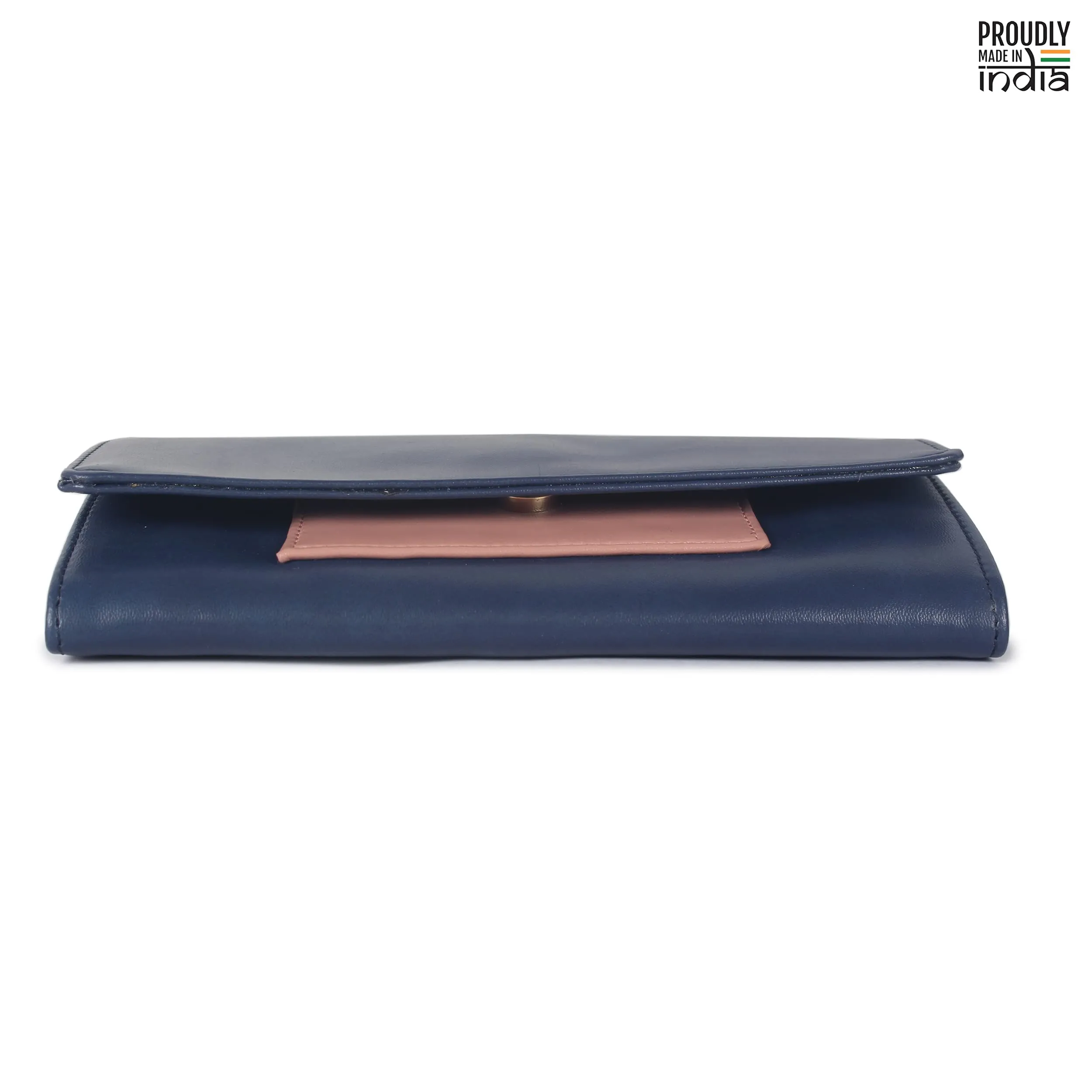 THE CLOWNFISH Gracy Collection Womens Wallet Clutch Ladies Purse with multiple card slots (Navy Blue)