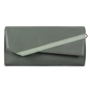 THE CLOWNFISH Ivana Series Womens Wallet Clutch Ladies Purse Sling Bag with multiple card slots (Olive Green)