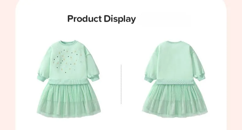 Toddler/Kid Girl's Long Sleeve Flowers and Stars Design Dress