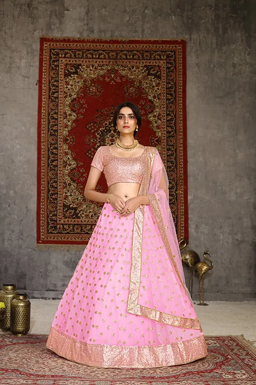 Traditional Indian Bridal Style Net Embroidered Lehenga Choli