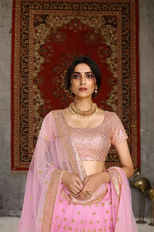 Traditional Indian Bridal Style Net Embroidered Lehenga Choli