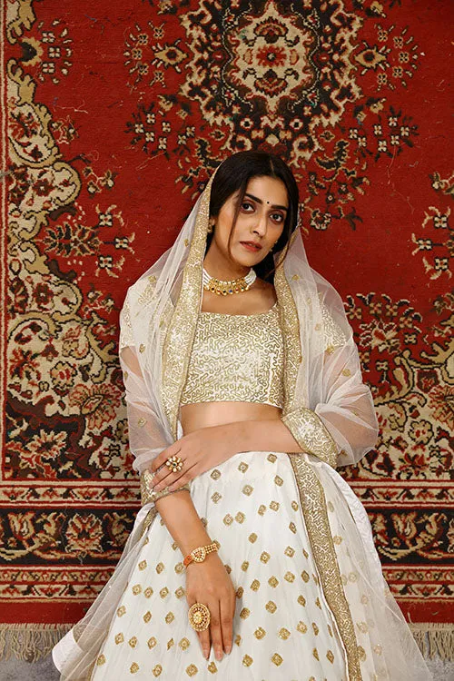 Traditional Indian Bridal Style Net Embroidered Lehenga Choli