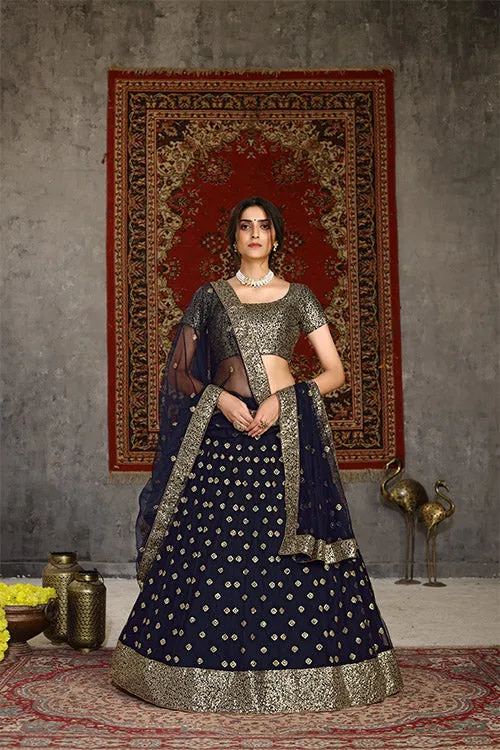 Traditional Indian Bridal Style Net Embroidered Lehenga Choli